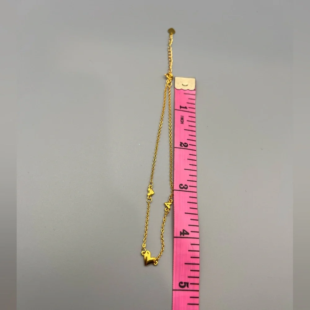 Gold over sterling silver 925 Heart anklet